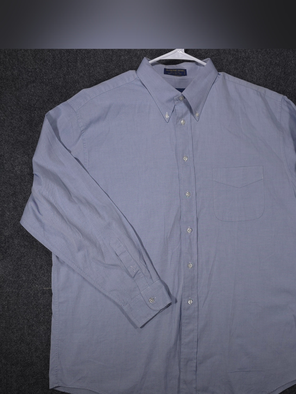 Club Room Charter Club Men's 17.5 34/35 Blue Pinpoint Oxford Cotton Dress Shirt